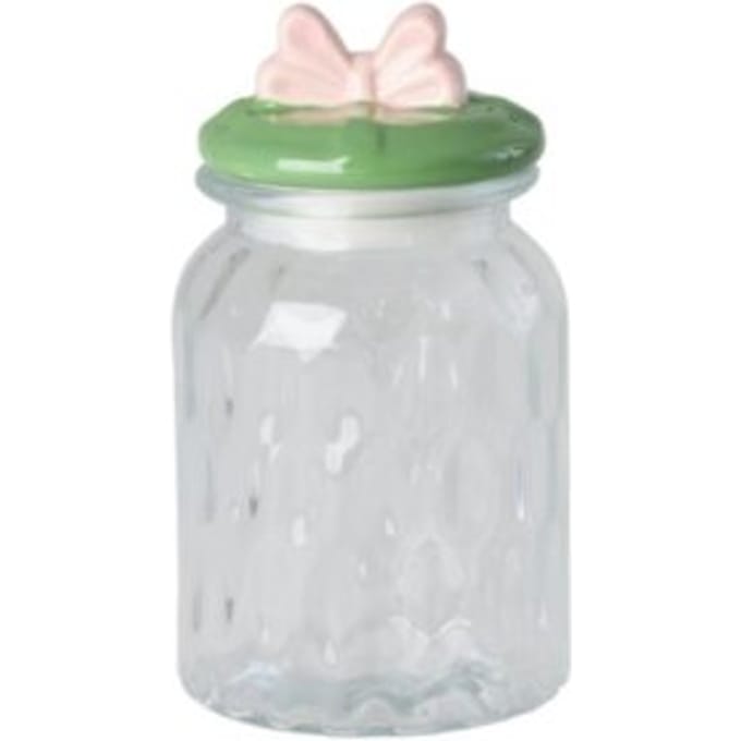 Rice glazen pot met strik, medium