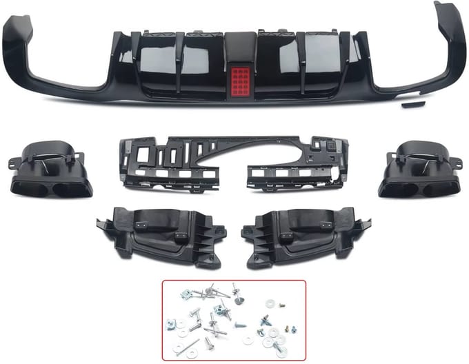 Achterbumper Diffuser Lip met Uitlaat Tips - Voor Mercedes E-Klasse W213 E300/E400/E63 (2016-2020) - AMG Stijl - Auto Accessoires