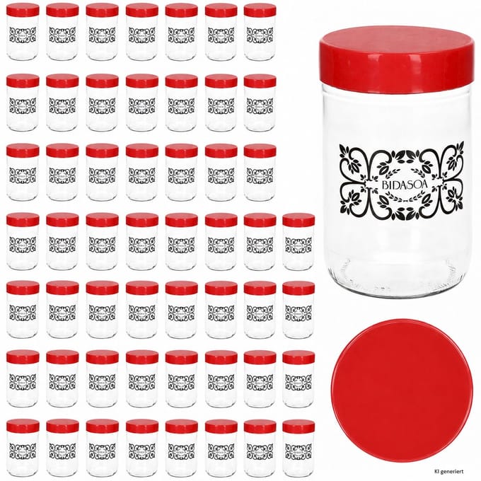 54-delige set bewaarglas IDA met kunststof deksel rood – 24869