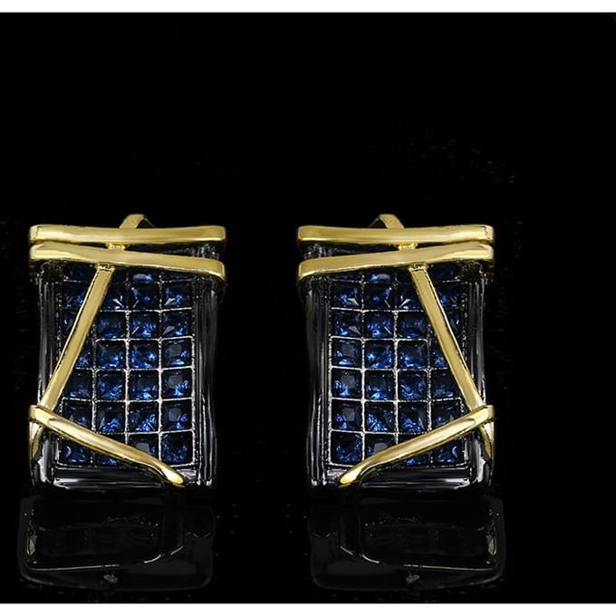 Exquises Boucles d'Oreilles pour Femmes Incrustées de Zircon Bleu Bijoux Modeables Bijoux Or Noir black
