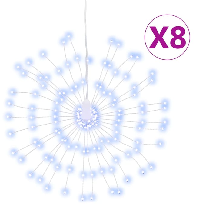 vidaXL Kerstverlichting vuurwerk 8 st 140 koudwitte LED's 17 cm