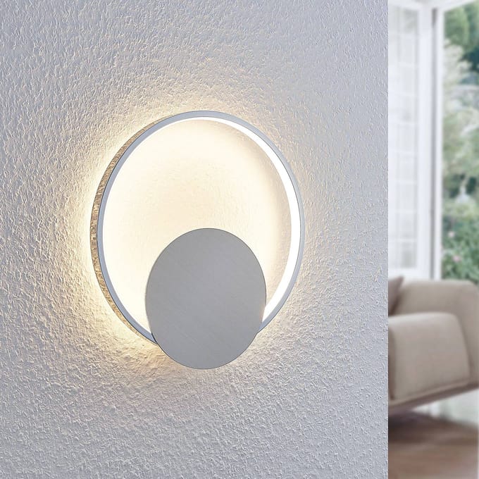 Lindby LED wandlamp Anays, Ø 32 cm, chroom/helder, kunststof