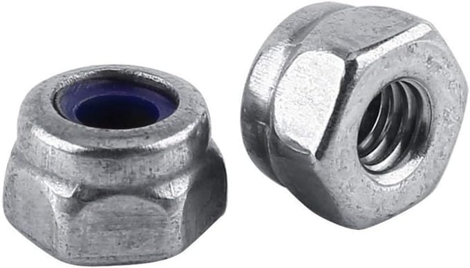 RVS M2 Zeskantmoeren, Zelfsluitende Moeren met Nylon Ringen, 100 Stuks, Antislip en Duurzaam