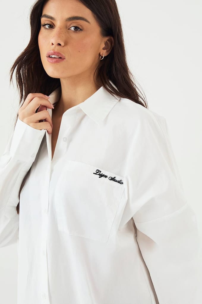 Dames DSGN Studio Oversized Katoenen Popeline Shirt | White | Maat: 3XL