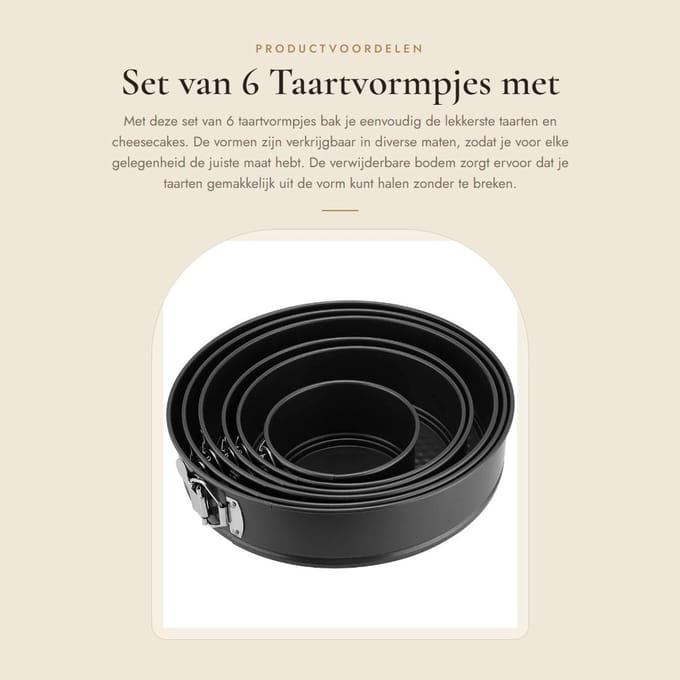 Dailygoods - Set van 6 Taartvormpjes met Verwijderbare Bodem