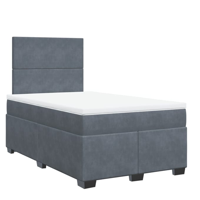 vidaXL - Boxspring - met - matras - fluweel - donkergrijs - 120x190 - cm