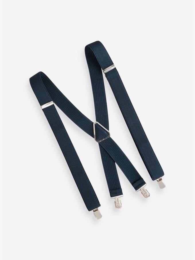 Next - Heren - Brede bretels met visgraatmotief - Blauw
