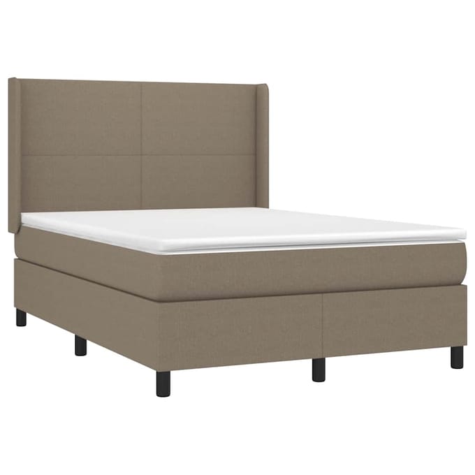 vidaXL - Boxspring - met - matras - stof - taupe - 140x190 - cm