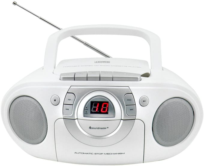Soundmaster SCD5100WE, Boombox met FM-radio, CD- en cassettespeler, wit