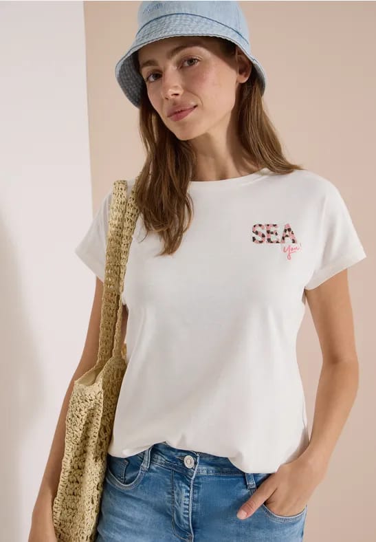 Shirt met ronde hals en borduursel