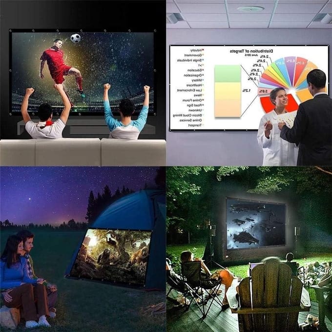 Projectiescherm Opvouwbaar - Draagbaar Scherm - Thuis Bioscoop - Mat Wit Oppervlak - 120 Inch 16:9 - Wit