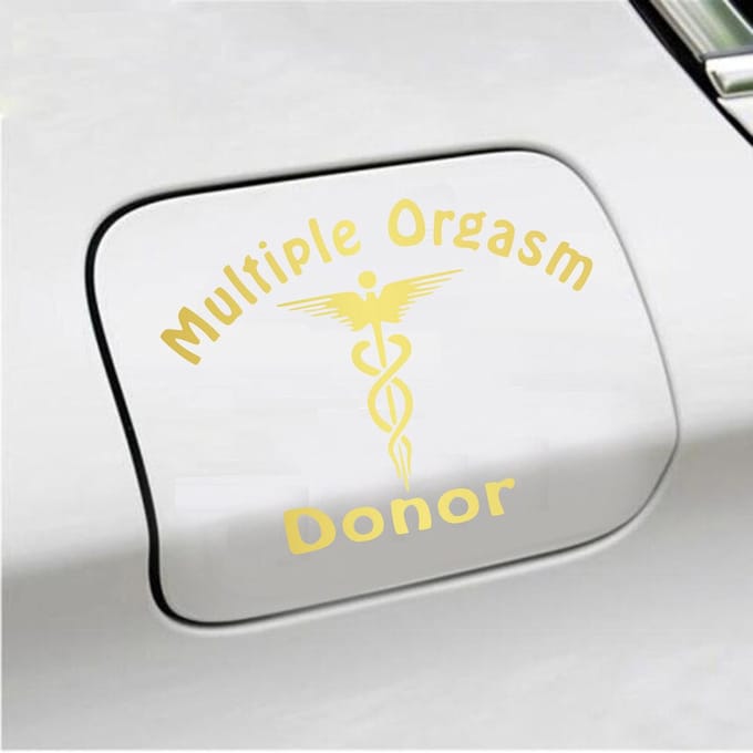 Bumpersticker - Multiple Orgasm Donor - 11,1 X 14,8 - Goud