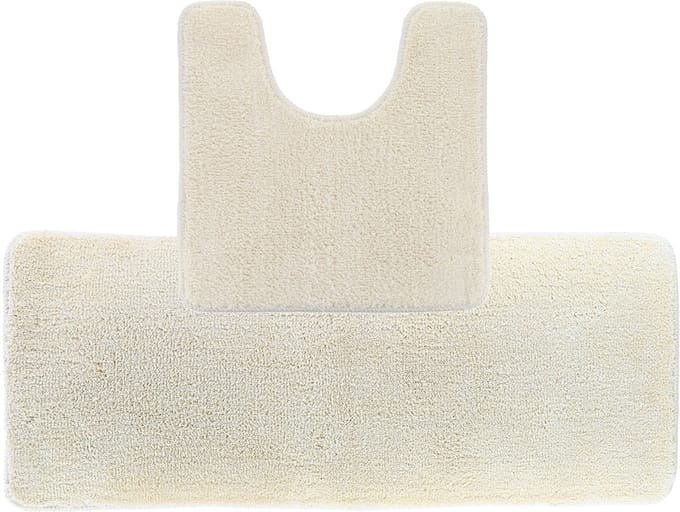 Tendance Badkamer Matten set Aquarius - creme wit - extra lang - hoogpolig - microfiber