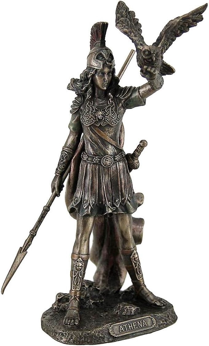 Veronese Design beeld/figuur - Athene met Uil Godin van de Wijsheid en Oorlog 20cm