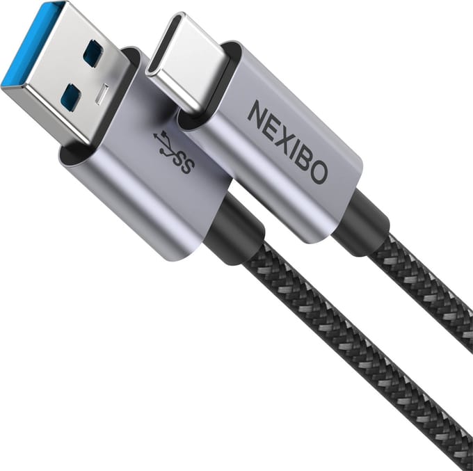 Nexibo USB C Kabel 3A - USB C naar USB A - USB 3.0 - Nylon - 2M