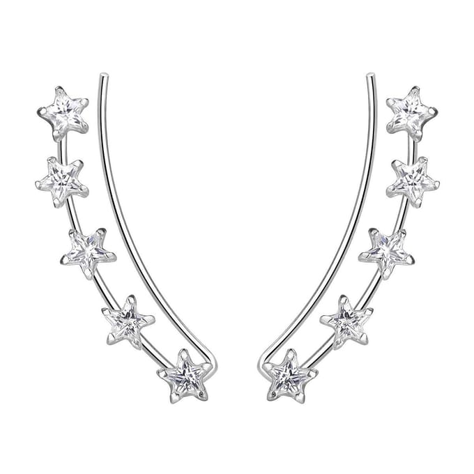 Joy|S - Zilveren ear climbers - 5 sterren - zirkonia