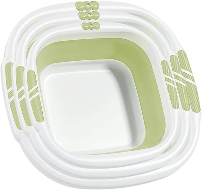 Opvouwbare wasbak - Draagbare kom - Ruimtebesparend opbergen - Antislip basis - 39.8 cm - Groen
