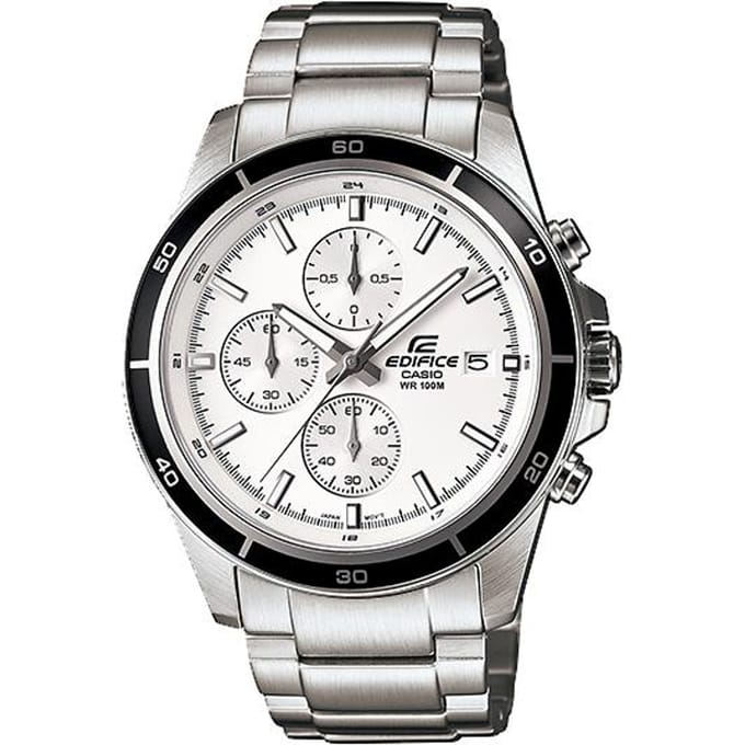 Montre analogique à quartz pour homme Casio en acier inoxydable 100M Étanche EFR-526D-7AV blanc