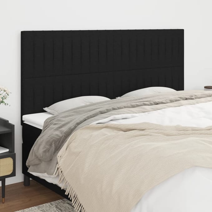 vidaXL - Hoofdbord - zwart - 180x5x118/128 - cm - stof