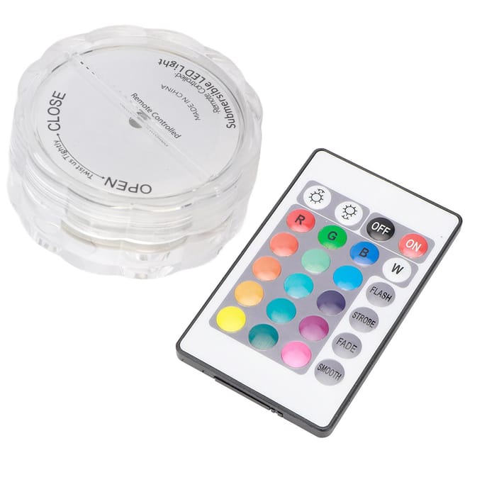 10LED Chip Knop Afstandsbediening Duiklamp Waterbestendig Aquariumlamp Verlichtingsbenodigdheden white