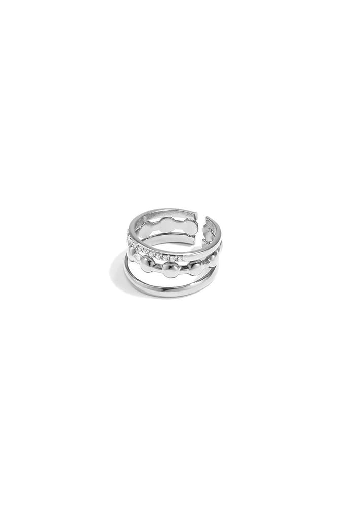 3 laagse ring ronde details en steentjes - Goudkleur