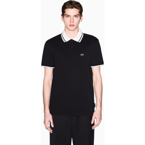 Armani Exchange Slim Fit Polo Shirt Met Contrasterende Kraag, Zwart