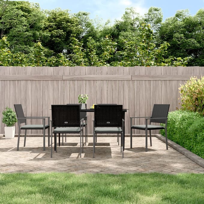 vidaXL - 7-delige - Tuinset - met - kussens - poly - rattan - en - staal