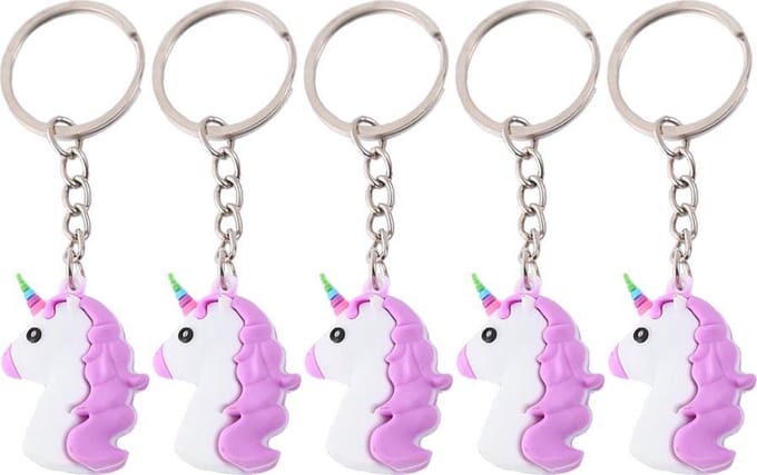 5x Paarse Unicorn Emoji Sleutelhanger