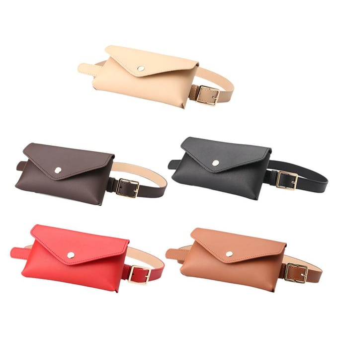 Dames Heuptas Leer Fanny Pack Borsttas Dames Riem Mode Pin Gesp Dunne Riem Tas red