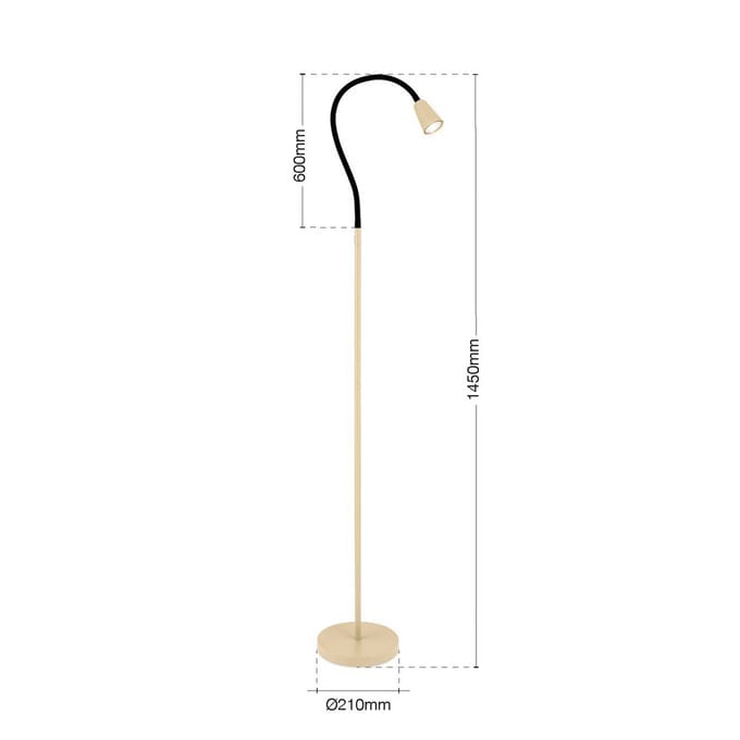 ORION Vloerlamp Dotty, kaki, hoogte 145 cm, flexibele arm, GU10
