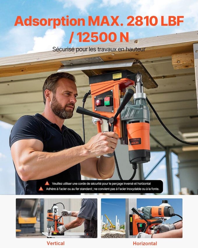 Magnetische boormachine 1450W 12500N Draagbare magneetboorpers 850RPM