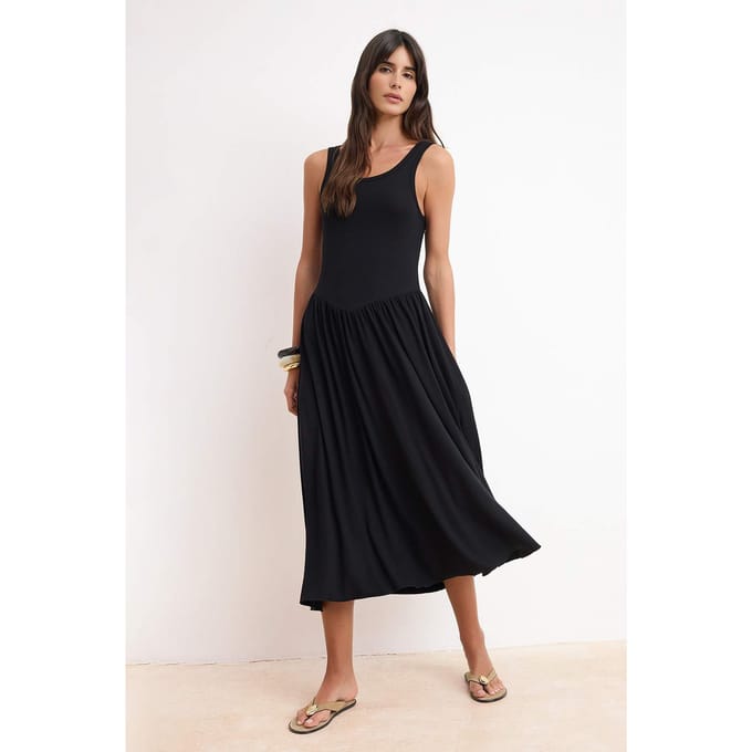 Platte, mouwloze maxi-skaterjurk voor dames