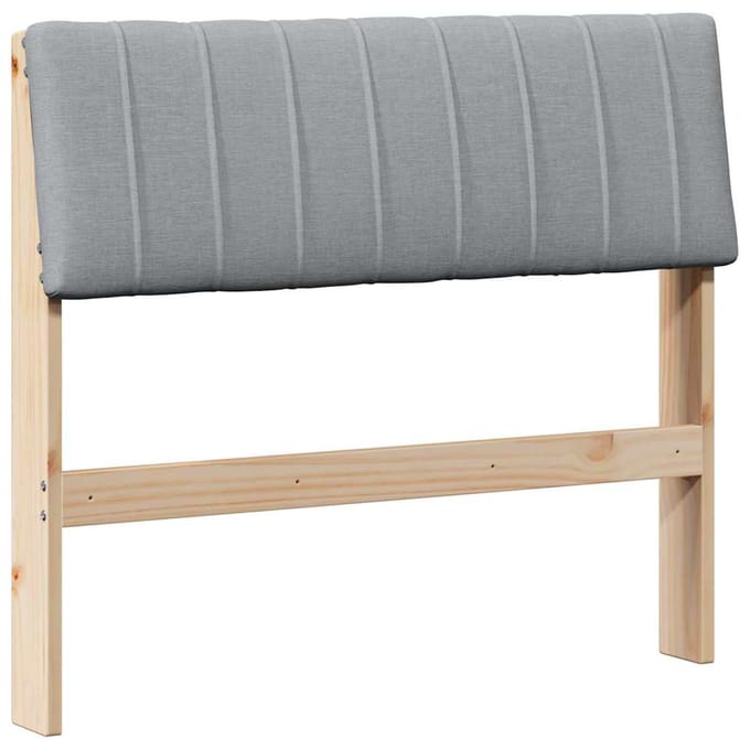 vidaXL Gestoffeerd hoofdbord Lichtgrijs 90 cm Massief grenenhout