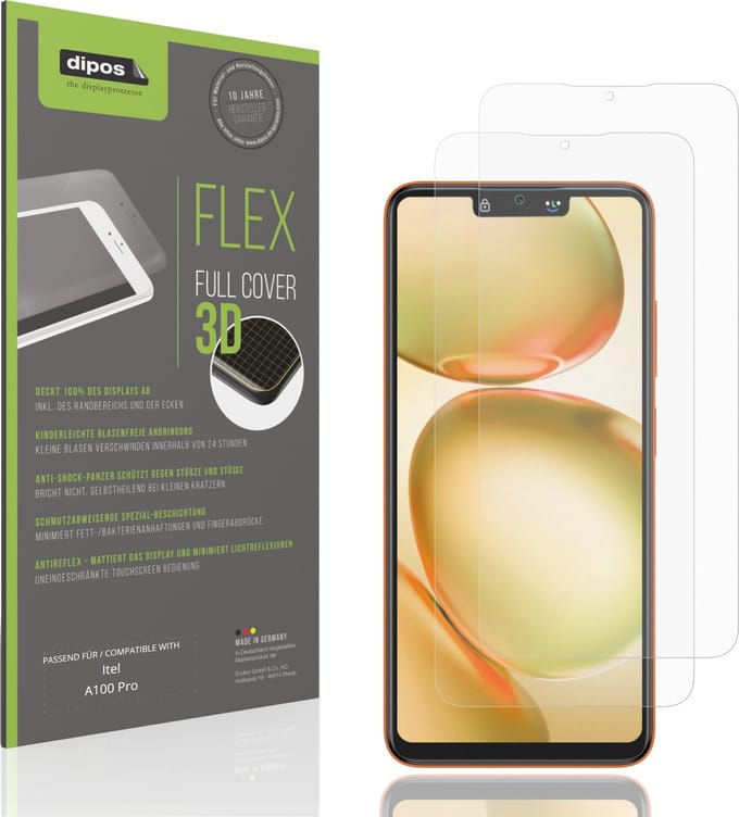 dipos FLEX – 2x Matte Screenprotector geschikt voor Itel A100 Pro | Volledige Schermbescherming | Case-Friendly