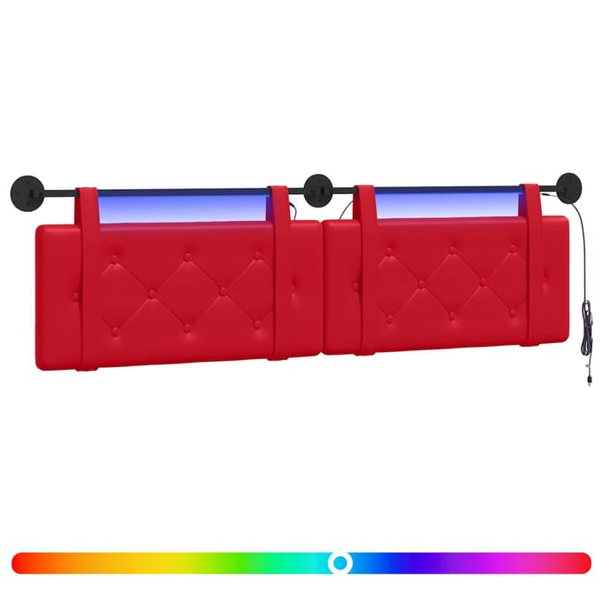 vidaXL - Hangend - hoofdbord - Met - LED-verlichting - Rood - Kunstleer