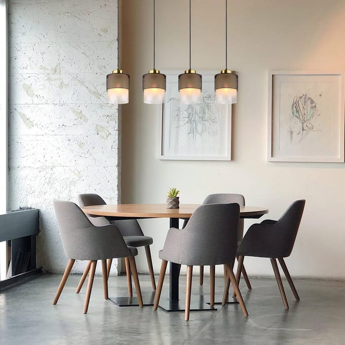 Globo Olga hanglamp, lengte 91 cm, zwart, 4-lamps, metaal/glas