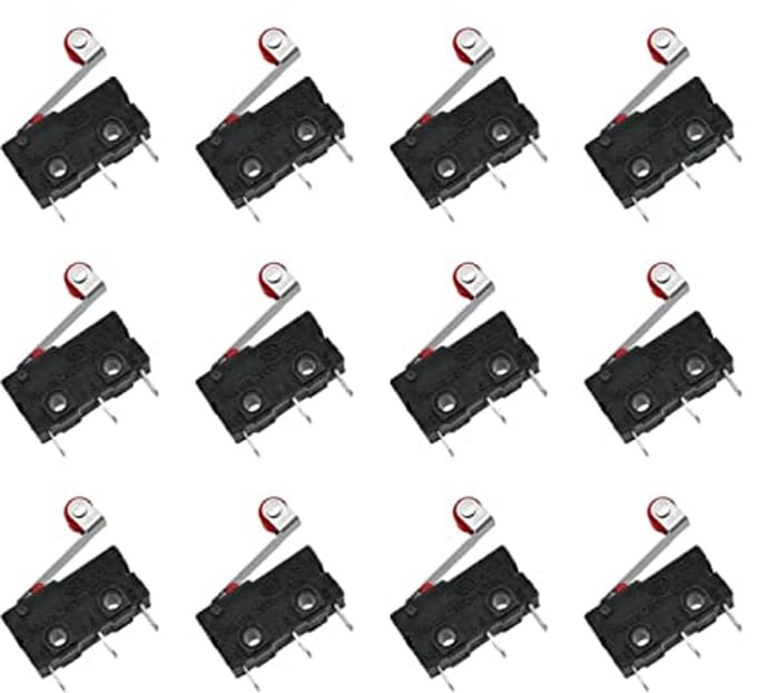 12-Pieces Micro Eindschakelaars met Momentary Roller Lever Arm - 3 Pin 250V 5A SPDT