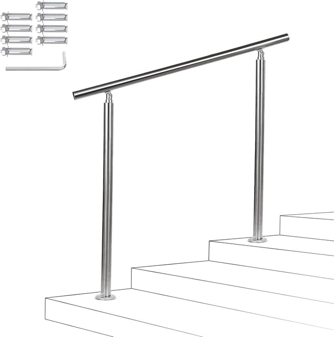 RVS Trapleuning 80 cm met Verstelbare Hoek voor Binnen en Buiten