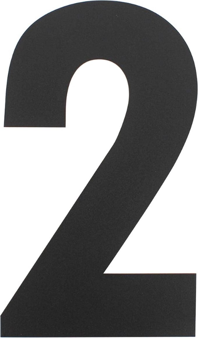 Intersteel Huisnummer 2 XL hoogte 30 cm rvs/mat zwart
