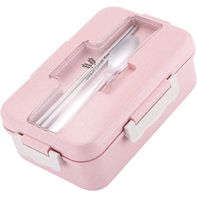 Boîte à déjeuner sûre pratique grande capacité conception à carreaux portable isolation thermique boîte à repas 1000 ml rose