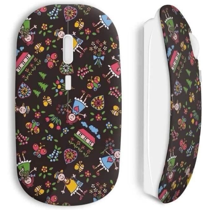 Souris sans fil - Fleurs poupée - Noir - USB - Compatible Mac et PC - WiFi