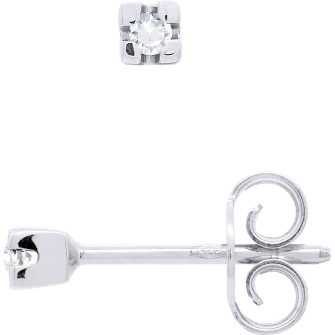 Oorbellen Diamond Solitaire 0040 Cts Wit Goud 18 Karaat