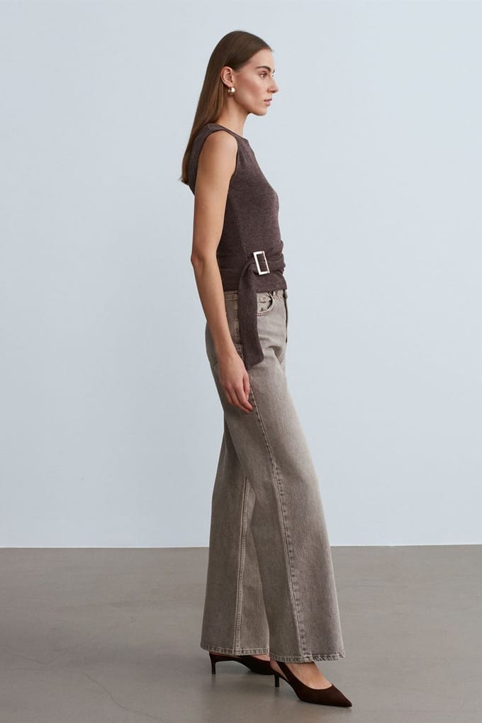 Gestrikte Geribde Mouwloze Blouse
