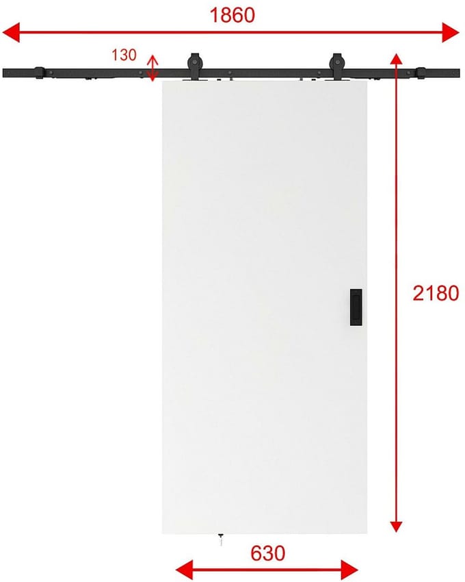 Vente-unique Schuifdeur met ophangsysteem - Mdf + wit pvc - H205 x B63 cm - VARIN II