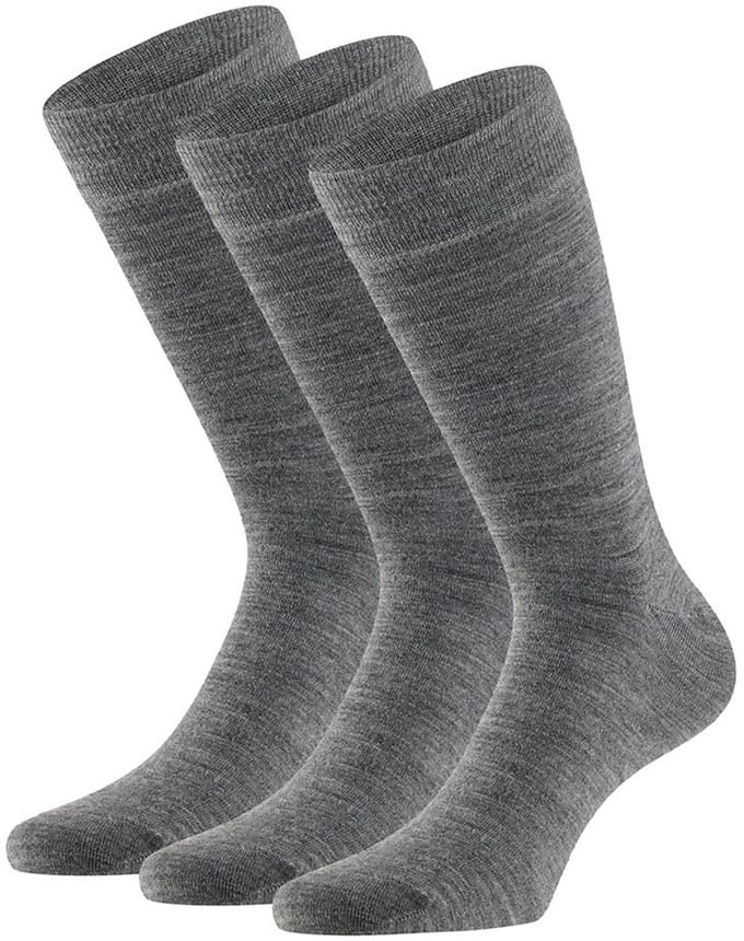 Apollo Merinowollen Sokken - 3 paar - Medium Grey Melange - Dames & Heren Sokken - Maat 39/42