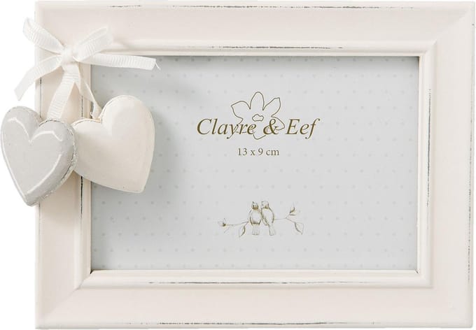 Clayre & Eef Fotolijst Hart 13x9 cm Wit Hout