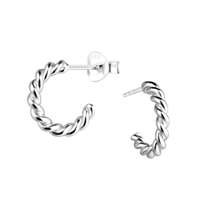 Joy|S - Zilveren oorringen stud - 12 mm twisted / gedraaid - 2.5 mm dikte