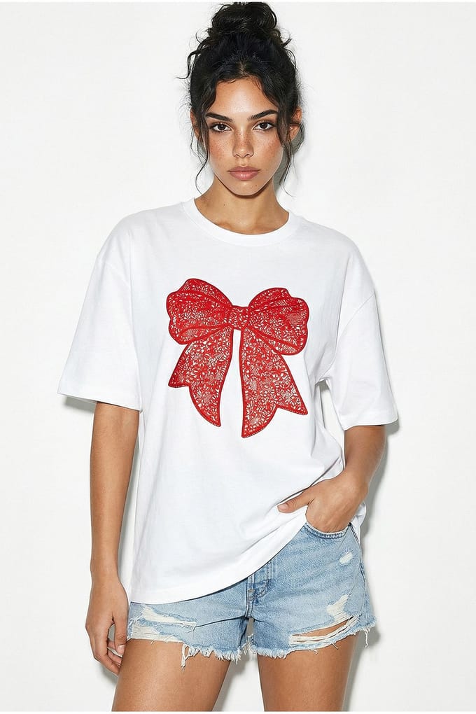 Overmaat Geprinte Katoenen T-Shirt