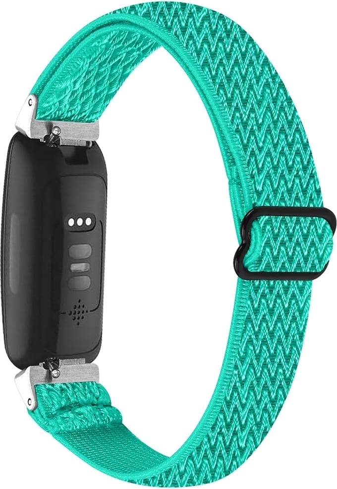 By Qubix - Compatible Fitbit bandje - Geschikt voor fitbit Inspire 3 - Elastische solo loop nylon bandje - Turquoise