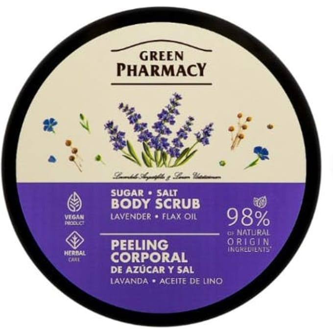 Green Pharmacy Body Scrub Lavender And Flax Oil Sugar And Salt 200 ml